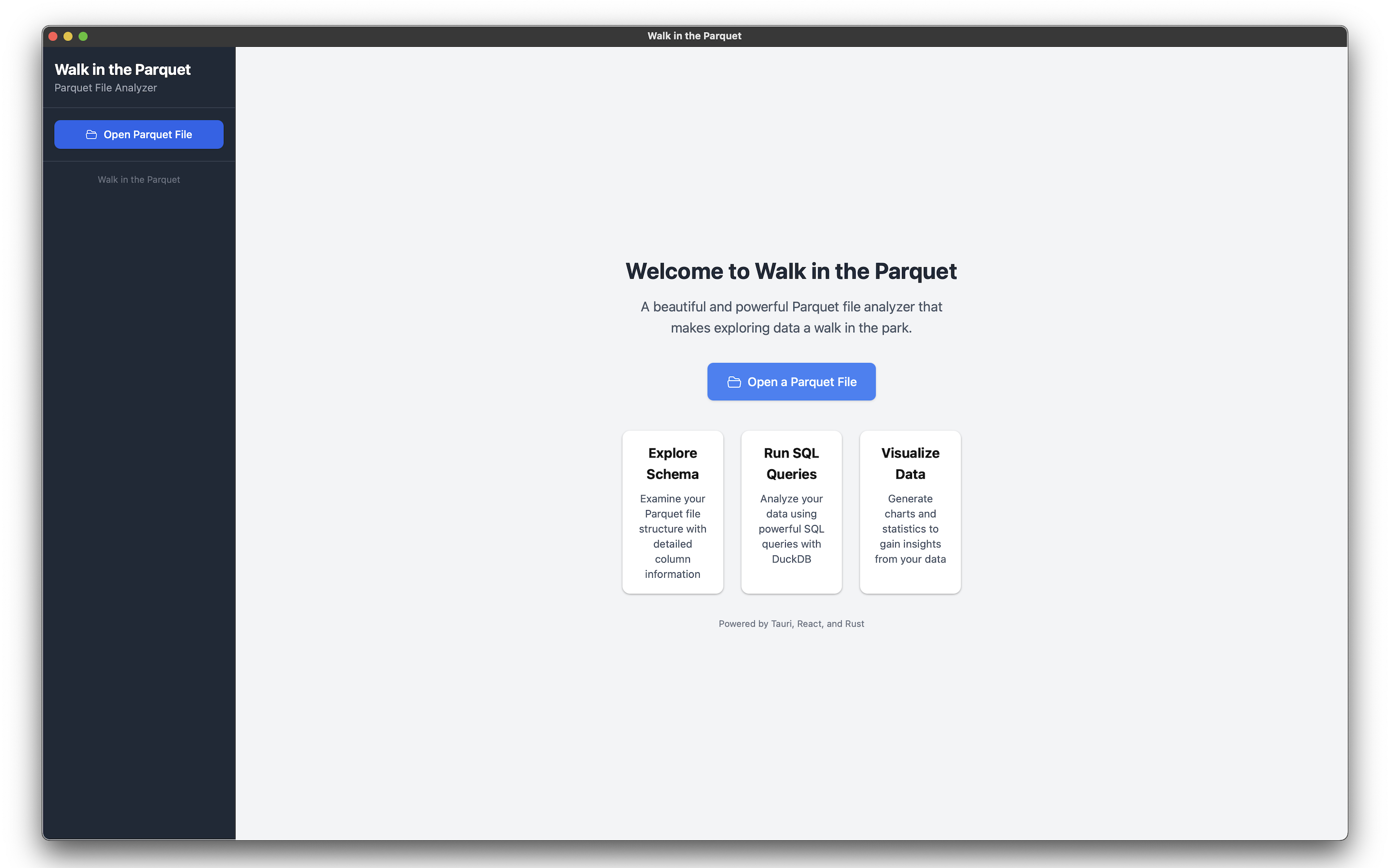 Welcome screen